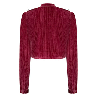 “Lucia” Cropped Corduroy Jacket in Raspberry