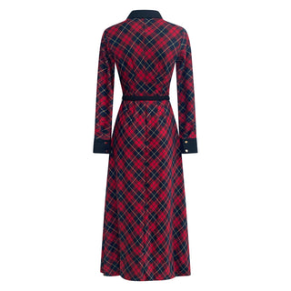 "Marion" Plaid Classic A-LIne Midi Dress