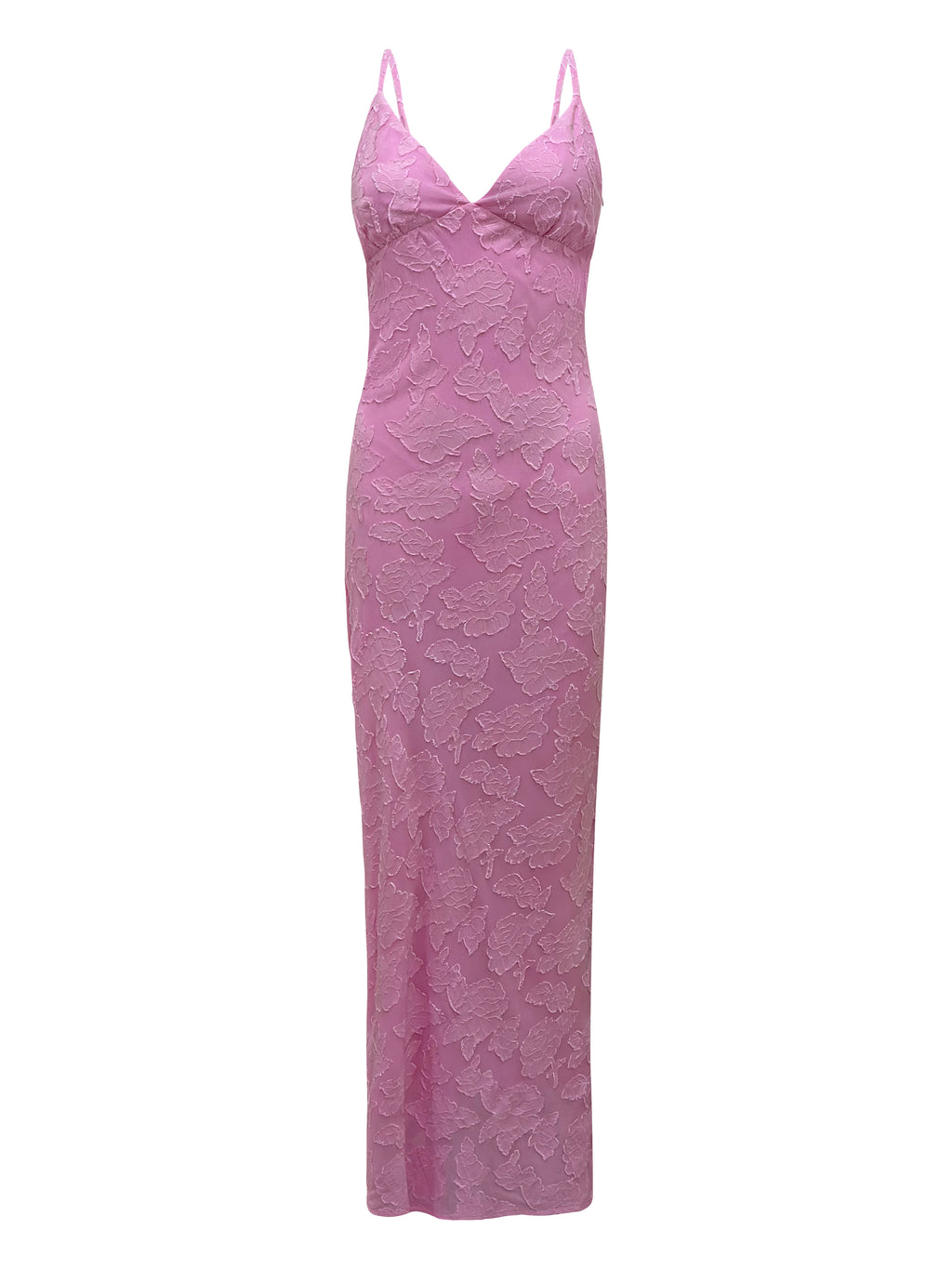 French-style resort pink floral print maxi dress for women A25 main image 0