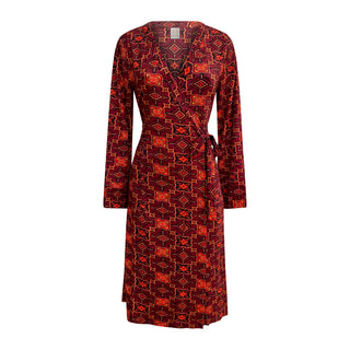 Why Mary "Moroccan Sunset" Orange Print Wrap Dress