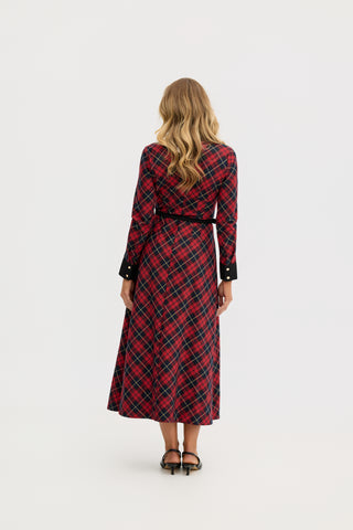 "Marion" Plaid Classic A-LIne Midi Dress