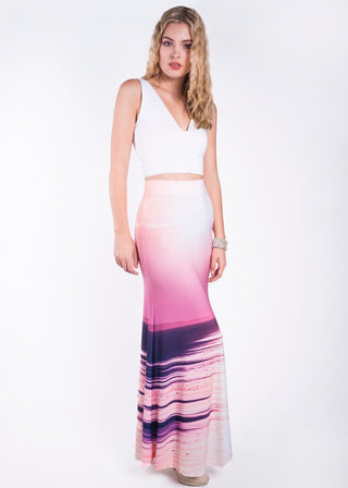 Women's elegant Maxi Skirt with "Angel" sunset print