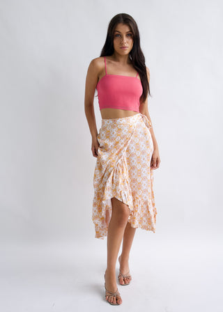 Floral Print "Mellow" Wrap Skirt
