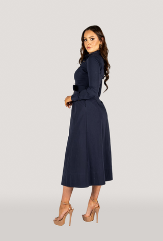 The "Kate" Shirt Dress Navy, Long Sleeves