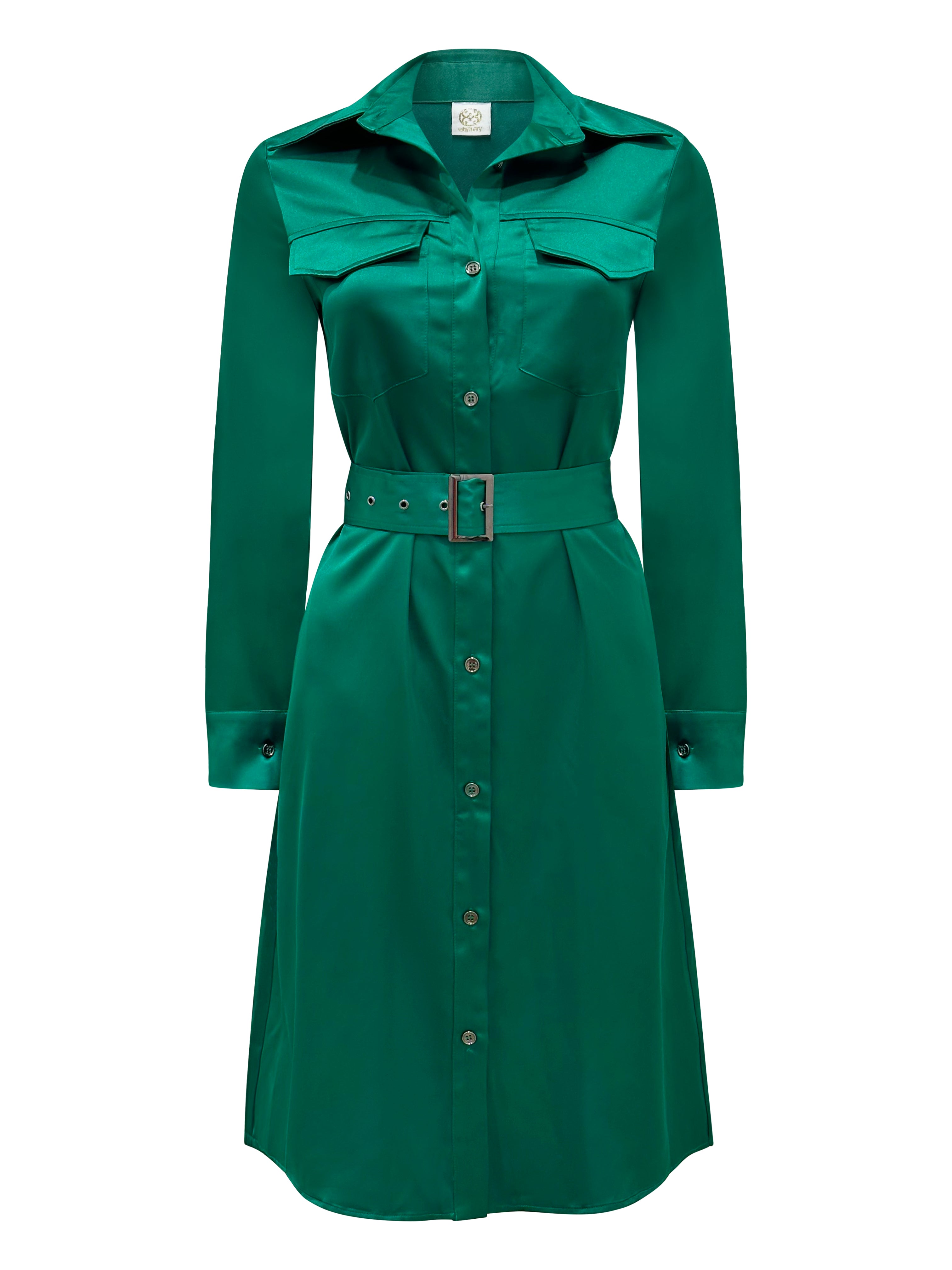 Why Mary "Jackie" Trench Coat Dress Emerald Green Why Mary "Jackie" Trench Coat Dress Emerald Green