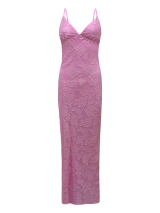"Selene" Pink Bias Maxi Resort Wear Dress