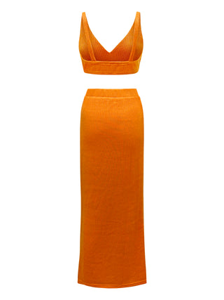 "Arancia" Orange Crop Top & Maxi Pencil Skirt