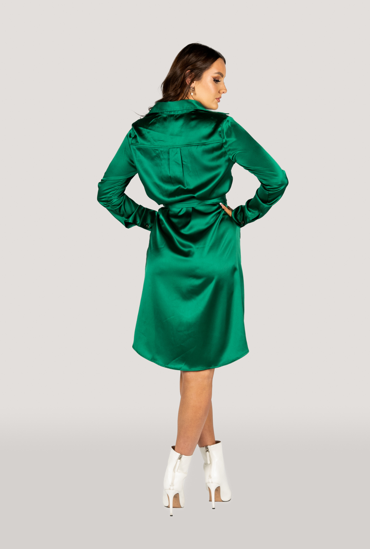 Why Mary "Jackie" Trench Coat Dress Emerald Green Why Mary "Jackie" Trench Coat Dress Emerald Green