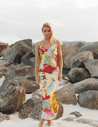 Why Mary "Glamour" Bias Silky Maxi Dress