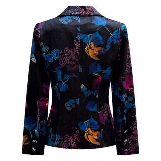 “Florencia” Tailored Floral Print Velvet Jacket