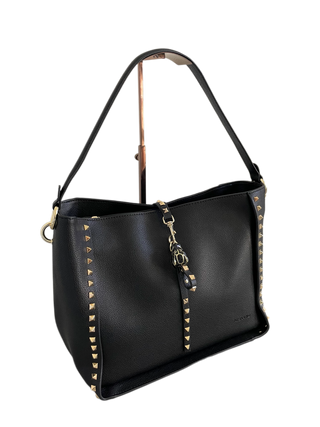 Black Leather Extra Large Bucket Bag "Inka X"