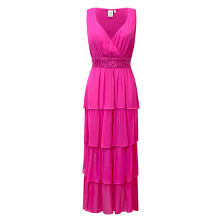 Why Mary "Allure" Hot Pink Layered Maxi Dress
