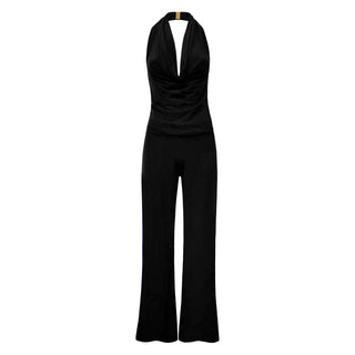 "Diana" Cowl Halter Neck Jumpsuit in Black