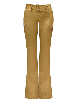 Low rise flared gold pants "Nemesis"