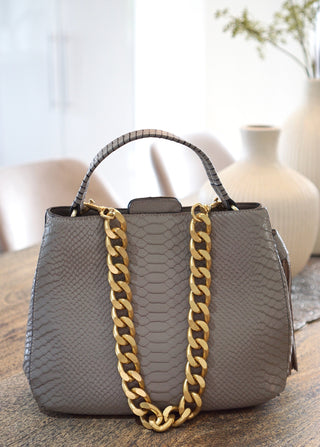 Taupe Leather Handbag "Marlena"