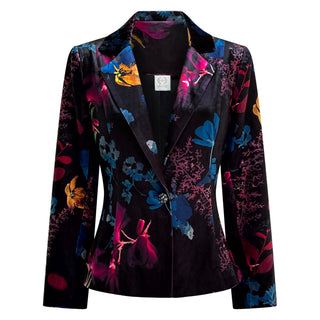 “Florencia” Tailored Floral Print Velvet Jacket