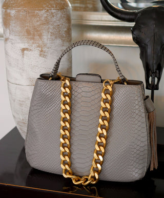 Taupe Leather Handbag "Marlena"