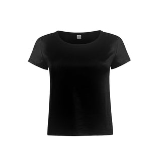 "Rhea" Metallic Knit T-Shirt in Black