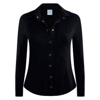 “Simona” Fitted Black Bamboo Long Sleeve Shirt