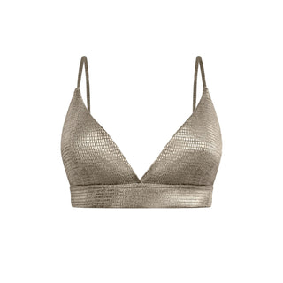 "Luna" Metallic Bralette Top in Gold