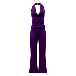 "Diana" Cowl Halter Neck Jumpsuit in Purple