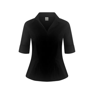 The "Kate" Short Sleeve Shirt Blouse in Black