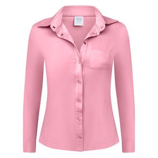 “Simona” Fitted Pink Bamboo Long Sleeve Shirt