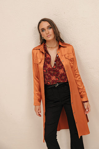 Why Mary "Jackie" Trench Coat Dress Rusty Orange