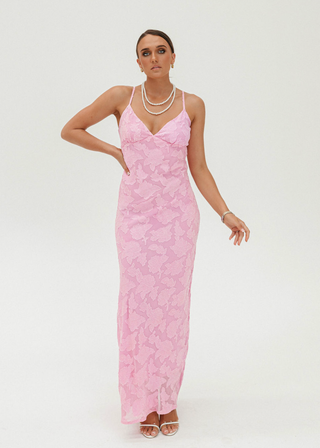 Pink Bias Maxi Resort Wear Dress - Selene