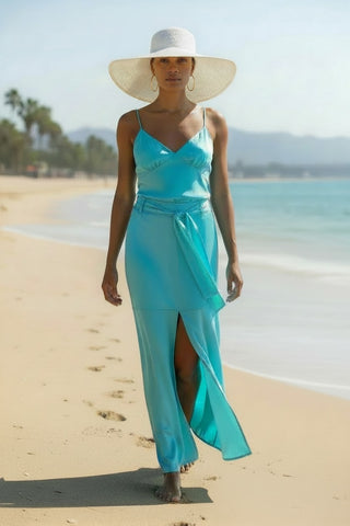 Amorous Aqua Blue Boho Maxi Skirt
