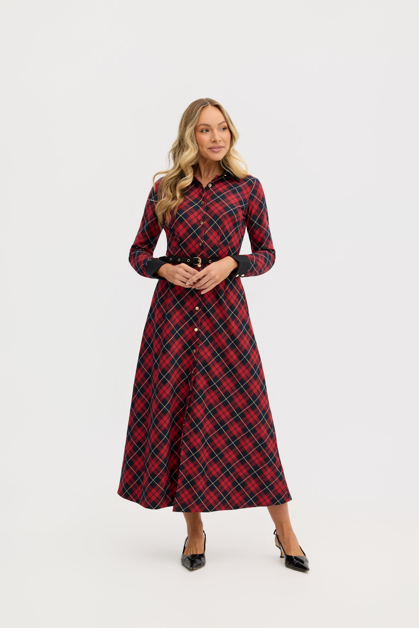 Marion" Plaid Classic A-LIne Midi Dress Why Mary Marion" Plaid Classic A-LIne Midi Dress Why Mary