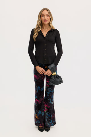 “Florencia” High Waisted Floral Print Flared Pants