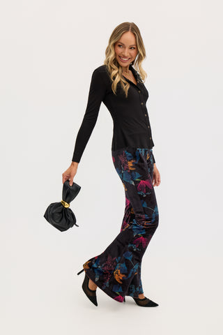 “Florencia” High Waisted Floral Print Flared Pants