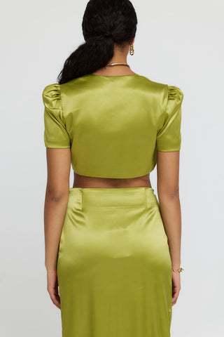 Victoria Chartreuse Satin Bolero Jacket