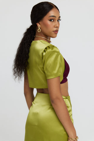 Victoria Chartreuse Satin Bolero Jacket