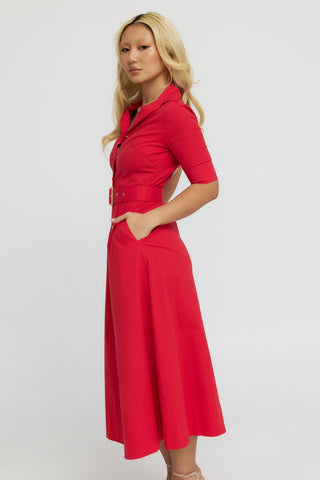 The "Kate" Shirt Dress in Red