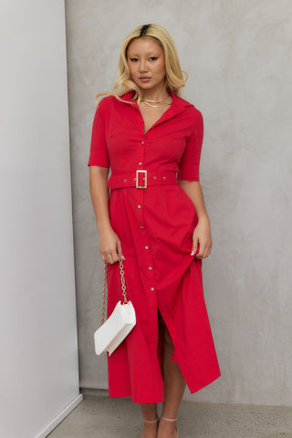 The "Kate" Shirt Dress in Red