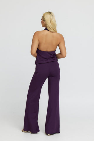 "Diana" Cowl Halter Neck Jumpsuit in Purple