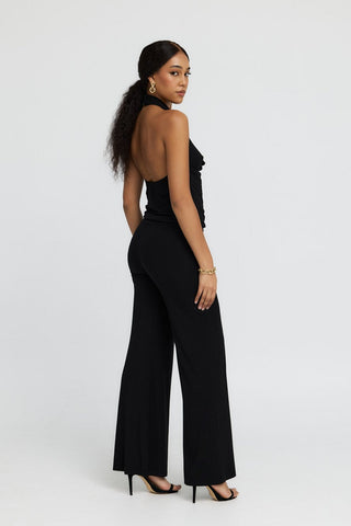 "Diana" Cowl Halter Neck Jumpsuit in Black