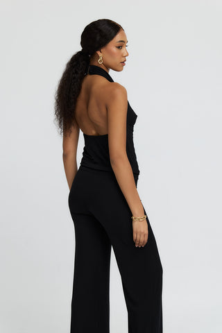 "Diana" Cowl Halter Neck Jumpsuit in Black