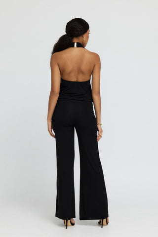 "Diana" Cowl Halter Neck Jumpsuit in Black