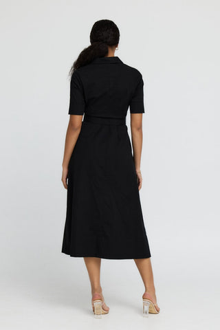 The "Kate" Midi Shirt Dress in Black