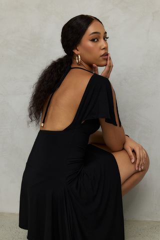 "Athena" Asymmetrical Backless Mini Dress