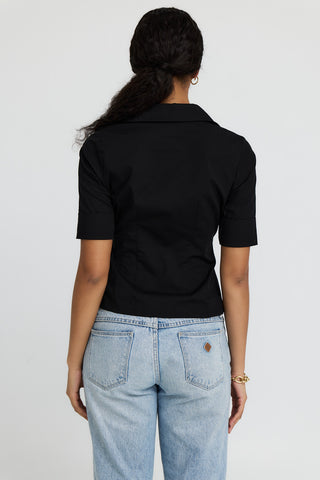 The "Kate" Short Sleeve Shirt Blouse in Black