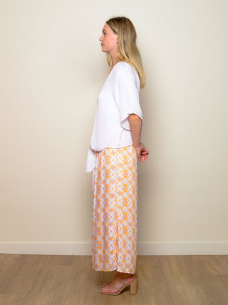 V-Neck "White Serenity" Tie Top with Sleeves