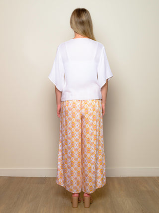 V-Neck "White Serenity" Tie Top with Sleeves