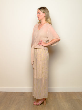 V-Neck "Nude Serenity" Top with Sleeves