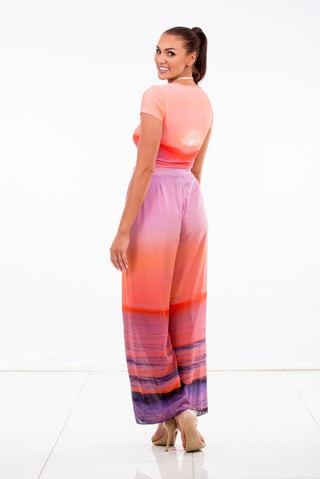 Women's Wrap Pants Chiffon Sunrise Print