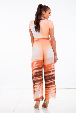 Wrap Chiffon Pants Womens "Glow" Digital Beach Print