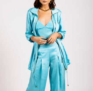 Why Mary "Keeping It Kool" Aquamarine Blue Lightweight Parker Jacket
